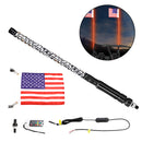 2ft RGB LED APP Whip Lights Antenna W/ Flag Remote Control For Polaris UTV ATV