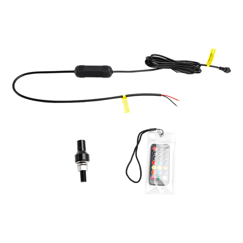 2ft RGB LED APP Whip Lights Antenna W/ Flag Remote Control For Polaris UTV ATV
