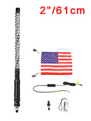 2ft RGB LED APP Whip Lights Antenna W/ Flag Remote Control For Polaris UTV ATV