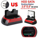 USB 2.0 to IDE/SATA External Hard Drive Docking Station 2 Bay 2.5" 3.5" HDD US