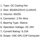 4Pcs DC Brushless Cooling Fan 24V 0.15A 6025S 60x60x25mm 2 Pin CUP Computer Fan