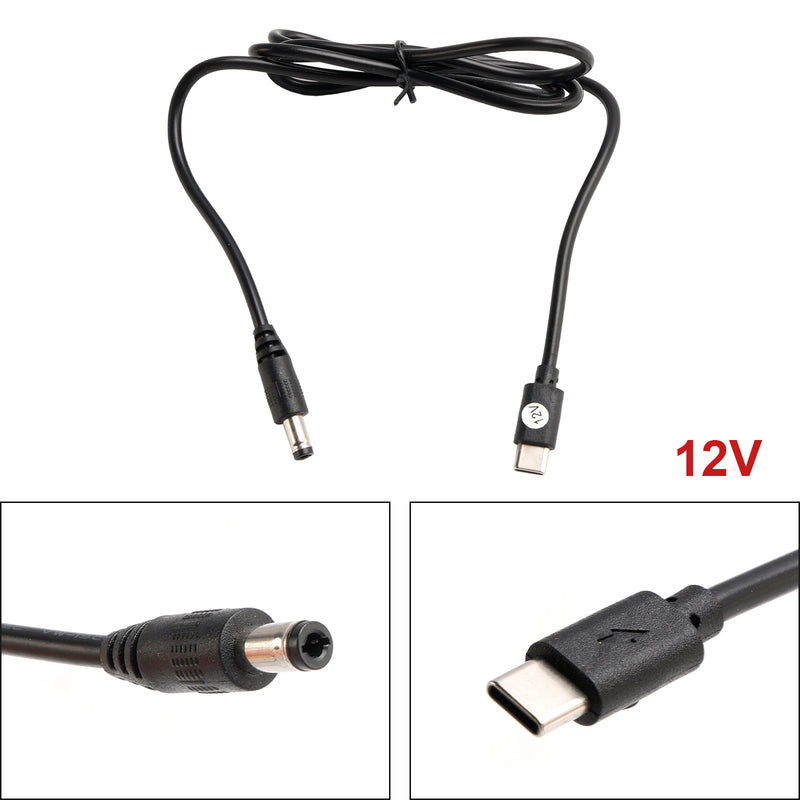 USB to 9/12/15V Volt Adapter 5.5mm*2.5mm 1m 39.37inches PD Charger Cord Cable