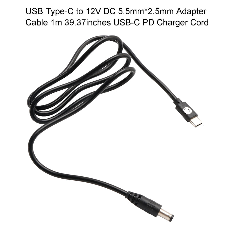 USB to 9/12/15V Volt Adapter 5.5mm*2.5mm 1m 39.37inches PD Charger Cord Cable