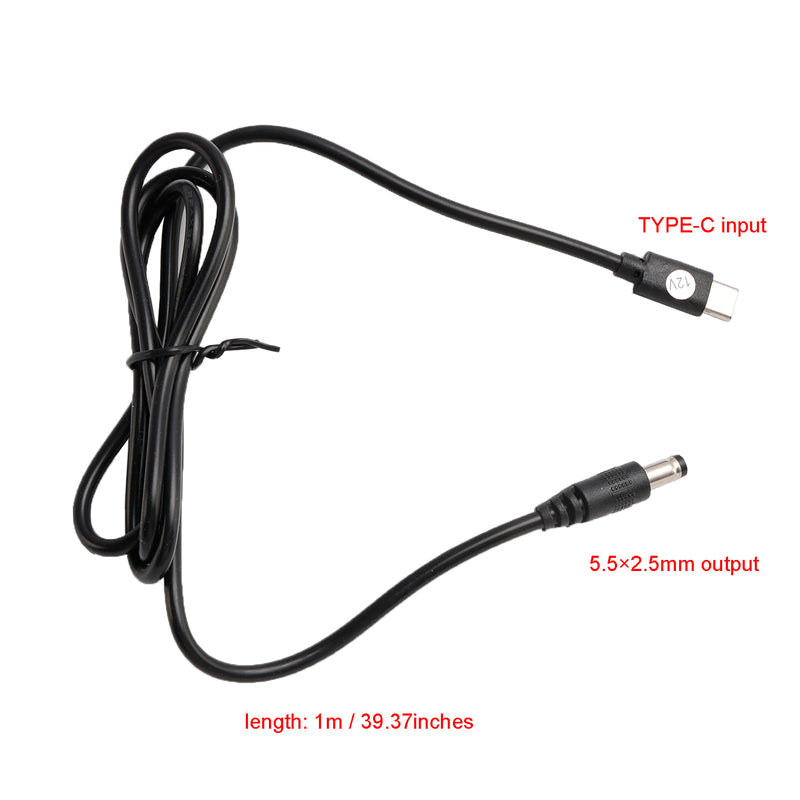 USB to 9/12/15V Volt Adapter 5.5mm*2.5mm 1m 39.37inches PD Charger Cord Cable