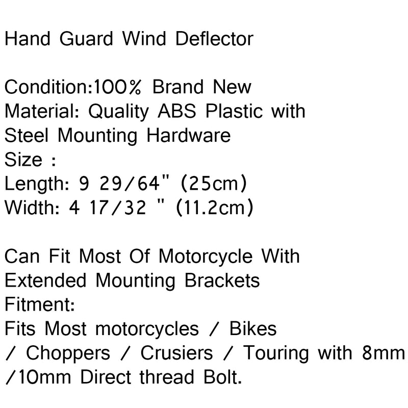 Hand Guard Cold Wind Deflector Shield For Harley Touring Honda, 2 Color Generic
