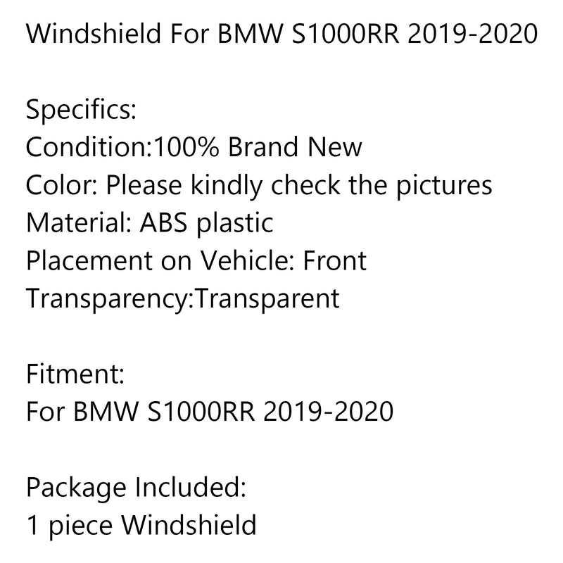 Windshield WindScreen for BMW S1000RR 2019-2022 Smoke Generic