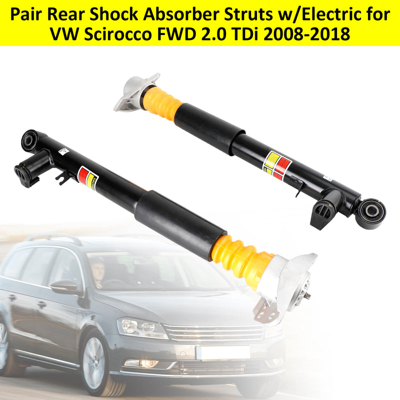 VW Scirocco FWD 2.0 TDi 2008-2018 Pair Rear Shock Absorber Struts w/Electric for 1K0512010H 1K0512009H