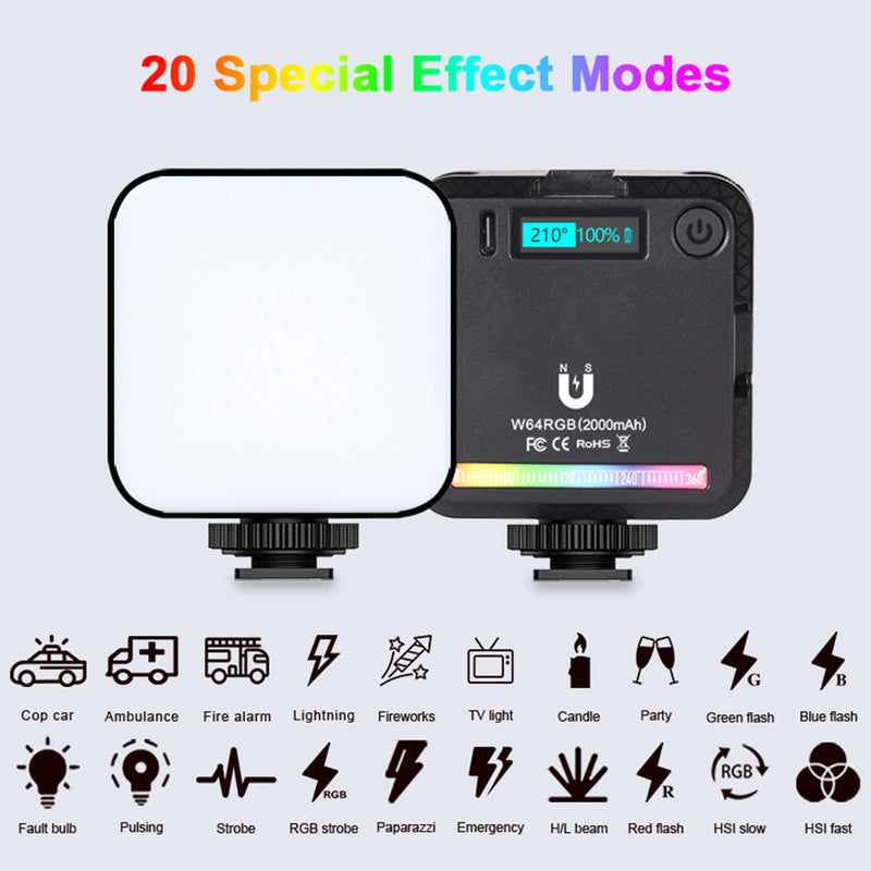 W64 RGB LED Video Light Fill Light Video Camera Mobile Phone Live Beauty Outdoor