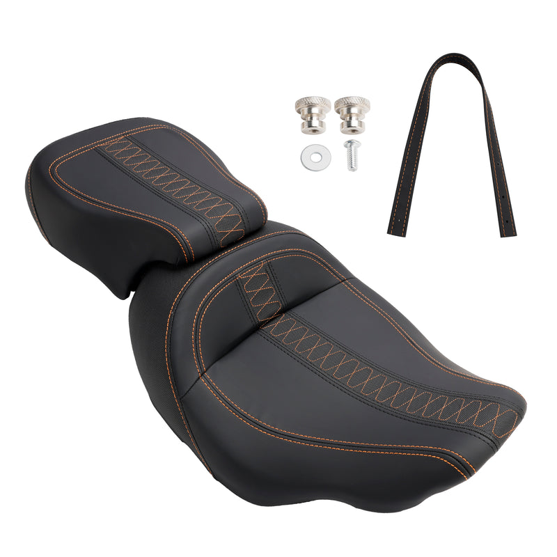 Rider Passenger Seat Front Rear Cushion Fit Orange For Touring Cvo Glide 23-24 Orange