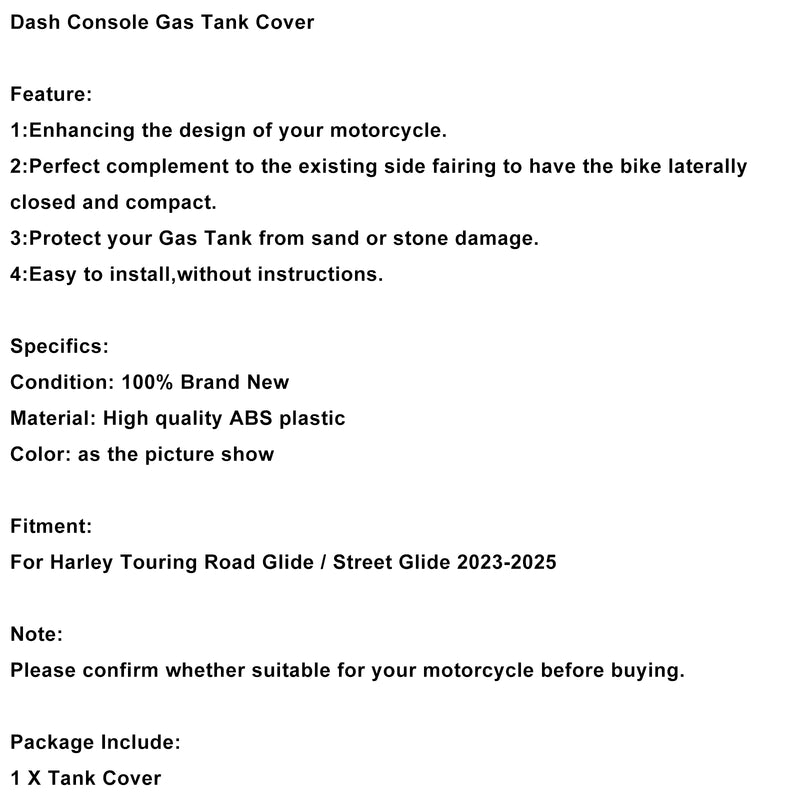Dash Console Gas Tank Cover For Touring Road Glide / Street Glide 23-25 Forge