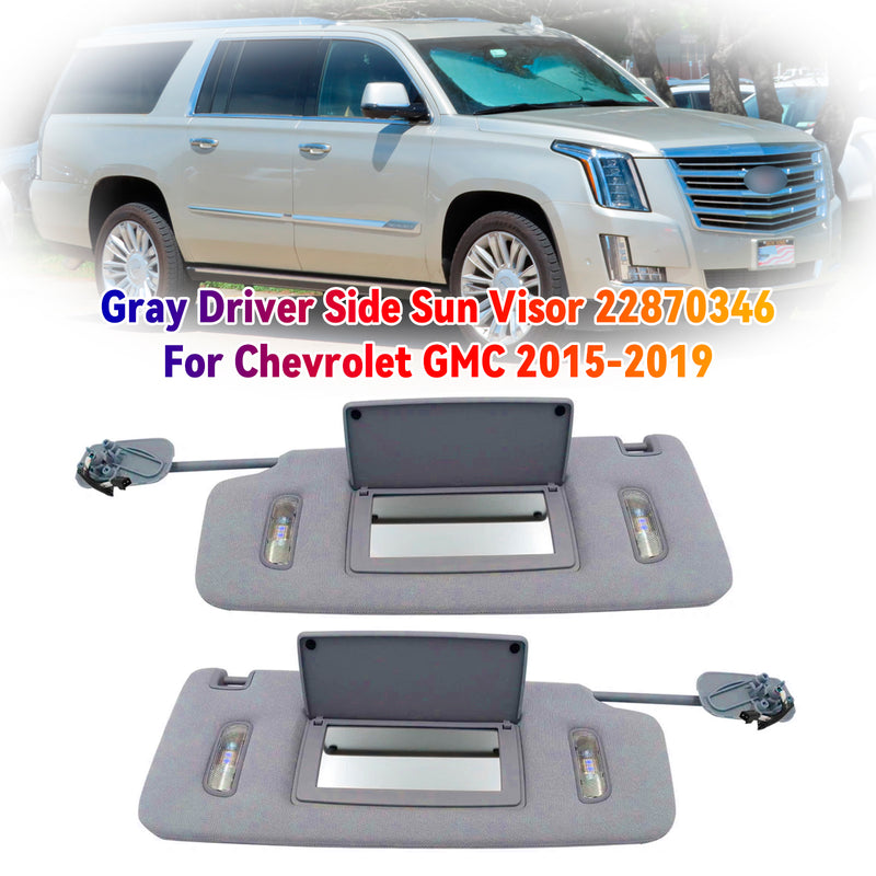 2PCS Gray Sun Visor Left & Right 22870346 23459643 For Chevrolet GMC 2014-2019
