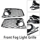 Pair Front Bumper Fog Light Lamp Frame Grille Covers Fit Audi RS7 2014-2018