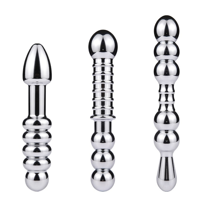 Sex Toy Stainless Steel Dildo Double Head Anal Plug Bead Butt Dilator Huge Metal