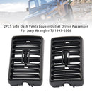 2PCS Side Dash Vents Louver Outlet Driver Passenger For Jeep Wrangler TJ 97-2006