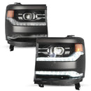 2016-2019 For Chevy Silverado 1500 Left+Right LED Headlight Gloss Black 84357696 84893098