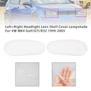 Left+Right Headlight Lens Shell Cover Lampshade For VW MK4 Golf/GTI/R32 99-2005