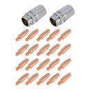 20 X Contact Tips 2 X Nozzle 186405 For Miller Spoolmate 100/185/3035 Spool Gun