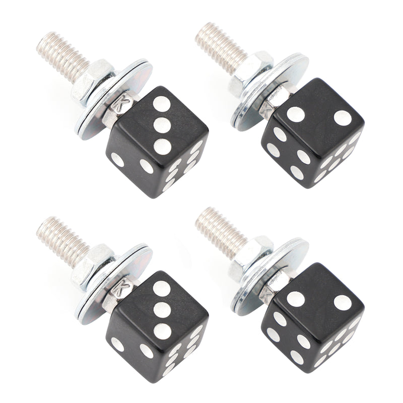 4x Motorcycle Bike Plastic Black Dice License Plate Bolt On Screw On Frame Nut