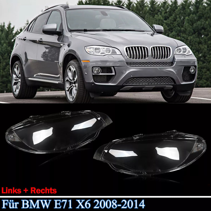 2PCS Clear Headlight Lens Cover Headlamp Left+Right For BMW E71 X6 2008-2014
