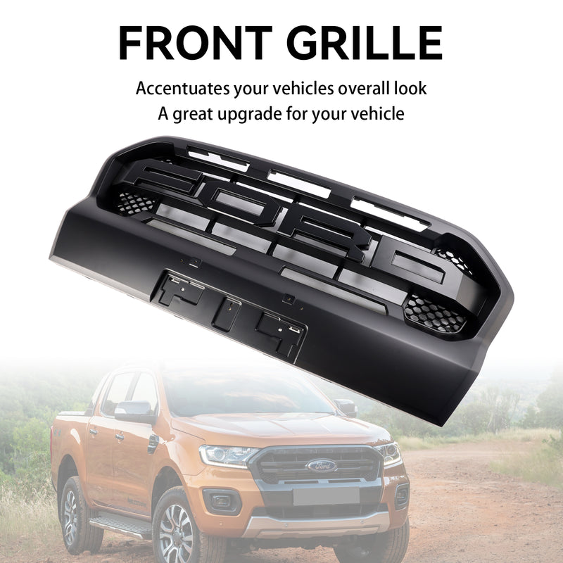 Ford Ranger 2019-2023 T8 Matt Black Ranger Raptor Style Front Bumper Grille