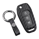 Leather Silicone Car Key Case Cover With Buckle For Ford