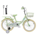 18" Child Bicycle Girls Bike with auxiliary wheels & Rack & Basket Green