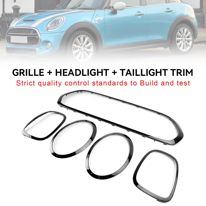 Black Grill + Headlight + Taillight Trim Fit Mini Cooper F55 F56 F57 2014-21