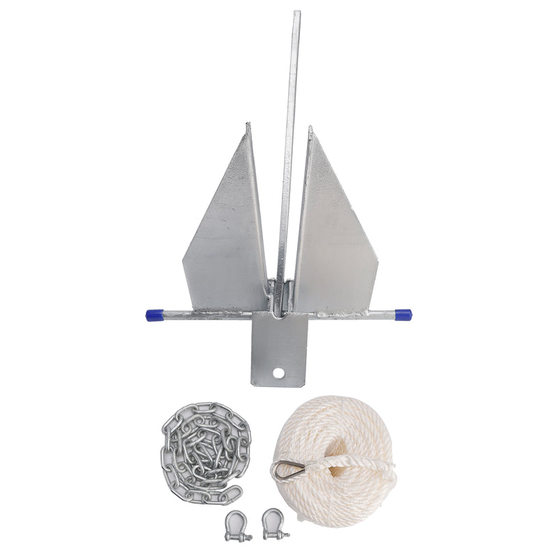 Kit Galvanized Boat Anchor 8Lbs Sliding Anchor & Chain & Rope Silver For Boat