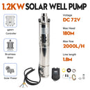 3" 72V 1.2KW MPPT Screw Solar Bore Pump Submersible Deep Well Hole Head 180M