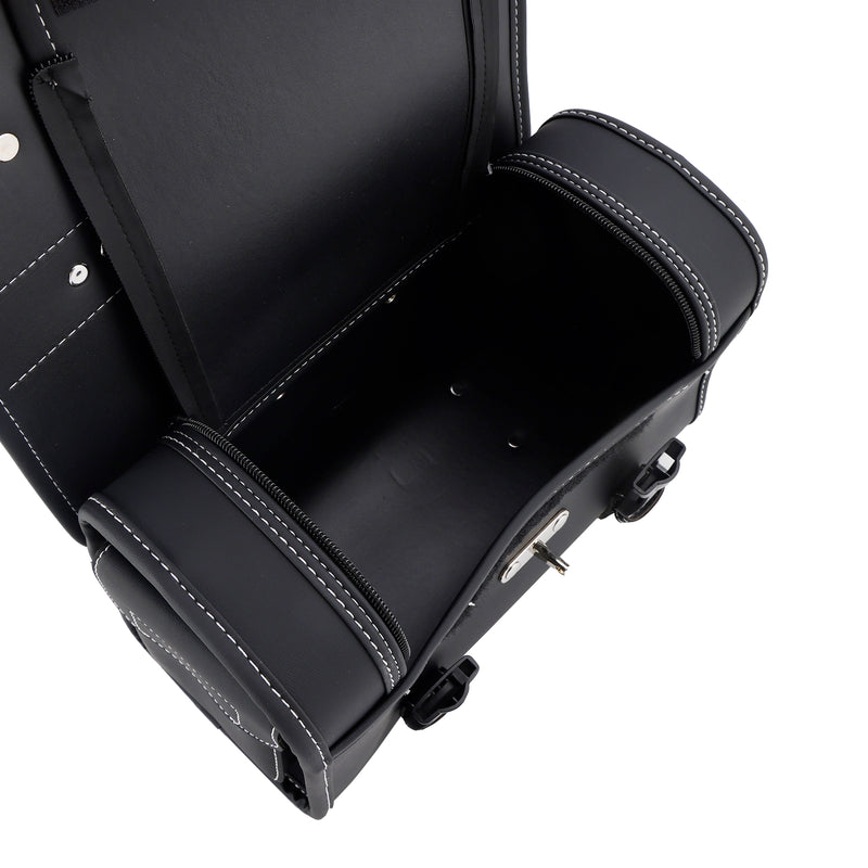 Pu Side Tail Bag Saddlebag Storage Pannier Luggage For Scooter Motorcycle Black