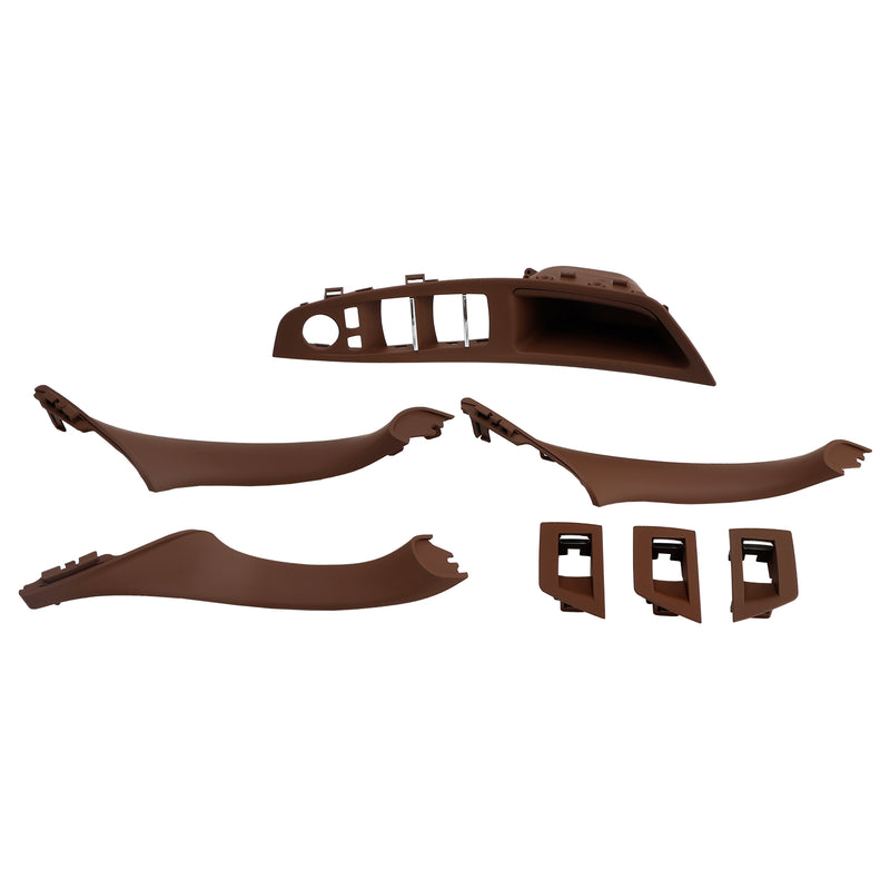 7x Red Brown Inner Door Panel Handle Pull Trim For BMW 5 Series F10 F11 10-16