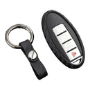 Leather Silicone Car Key Case Cover With Buckle For Nissan
