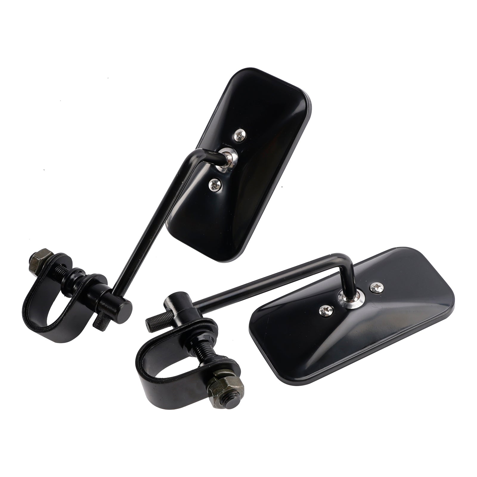 Black Retro Retangular Mirrors with clamp For Cafe Racer Bobber Choppe