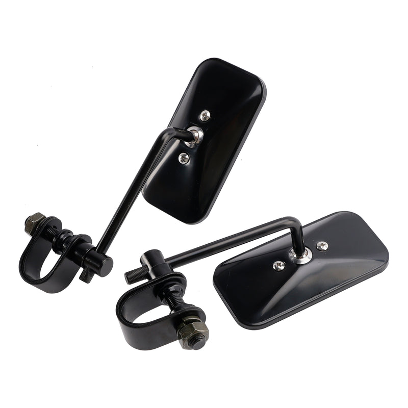 Black Retro Retangular Mirrors with clamp For Cafe Racer Bobber Chopper Tracker