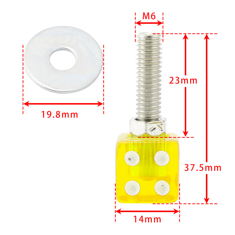 4x Motorcycle Bike Plastic Yellow Dice License Plate Bolt On Screw On Frame Nut