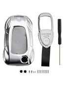 VW Polo Skoda Leather Alloy Zinc Car Key Silvery Case Cover