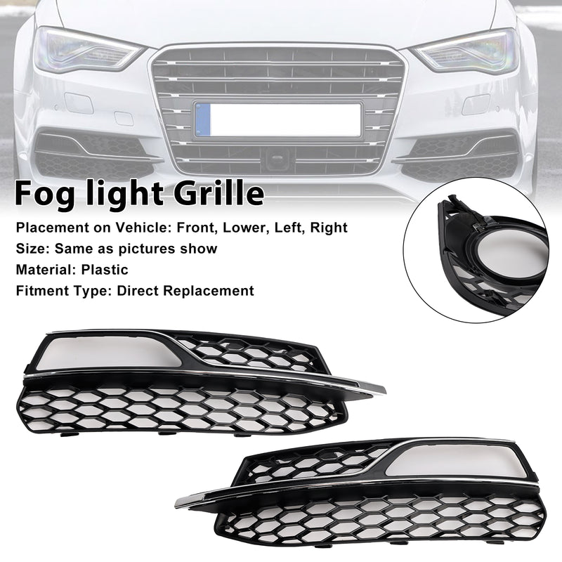 Front Lower Bumper Fog Light Cover Grill Fit AUDI A3 S3 S-Line 2013-2016