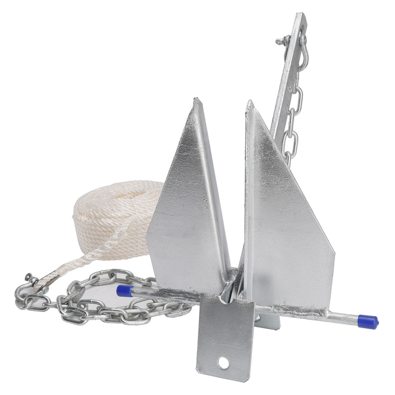 Kit Galvanized Boat Anchor 8Lbs Sliding Anchor & Chain & Rope Silver For Boat