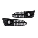 2PCS Black Front Fog Grill Grille Light Cover Fit Audi A8 S8 2015-2017