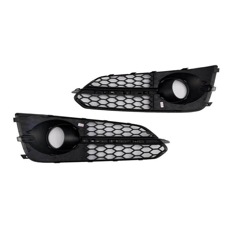 2PCS Black Front Fog Grill Grille Light Cover Fit Audi A8 S8 2015-2017