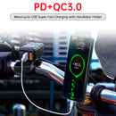 Motorcycle USB Super Fast Charging Handlebar Holder PD+QC3.0 Tpye-C Mobile Phone