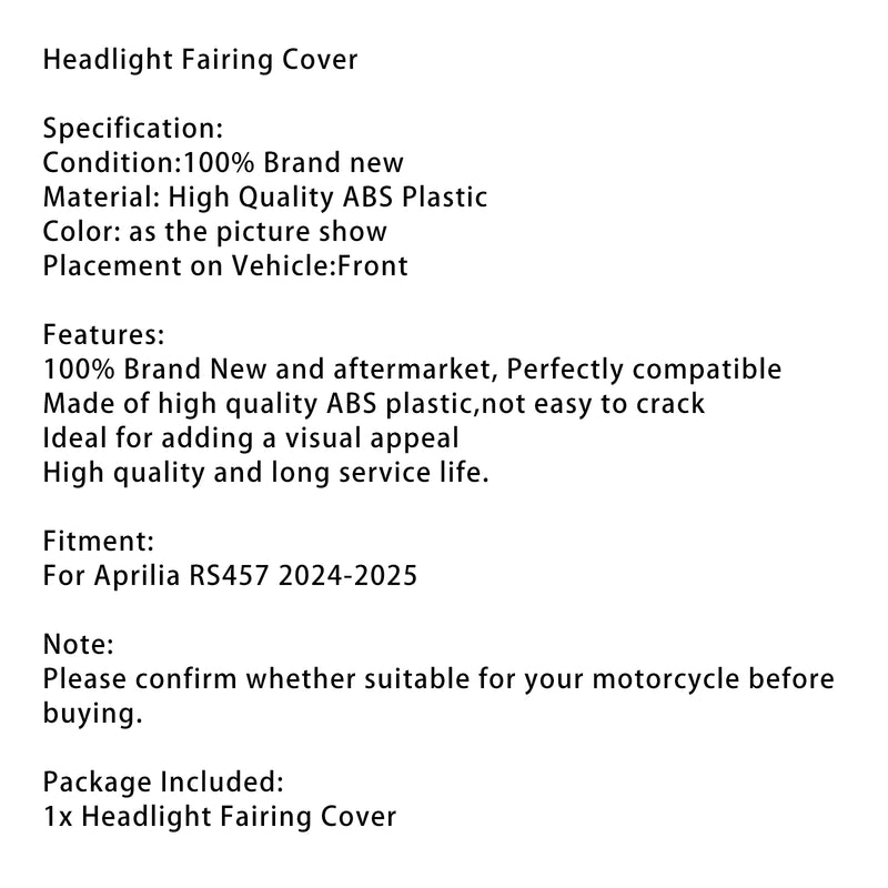 Headlight Fairing Windshield Cover For Aprilia RS457 RS 457 2024-2025 Carbon