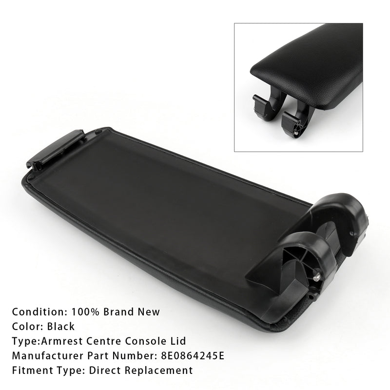 Black Leather Armrest Centre Console Lid For Audi A4 B6 B7 2001-2008 8E0864245E