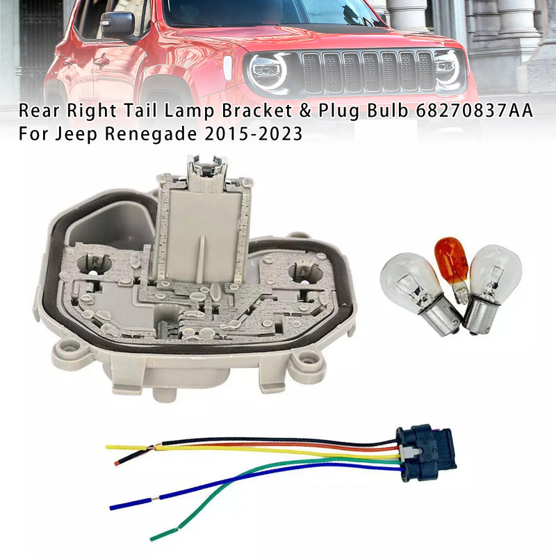 Rear Right Tail Lamp Bracket & Plug Bulb 68270837AA For Jeep Renegade 15-23