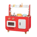 Red Play Kitchen Set Toy With Washing Machine And Oven Gift For Kid Age 3+