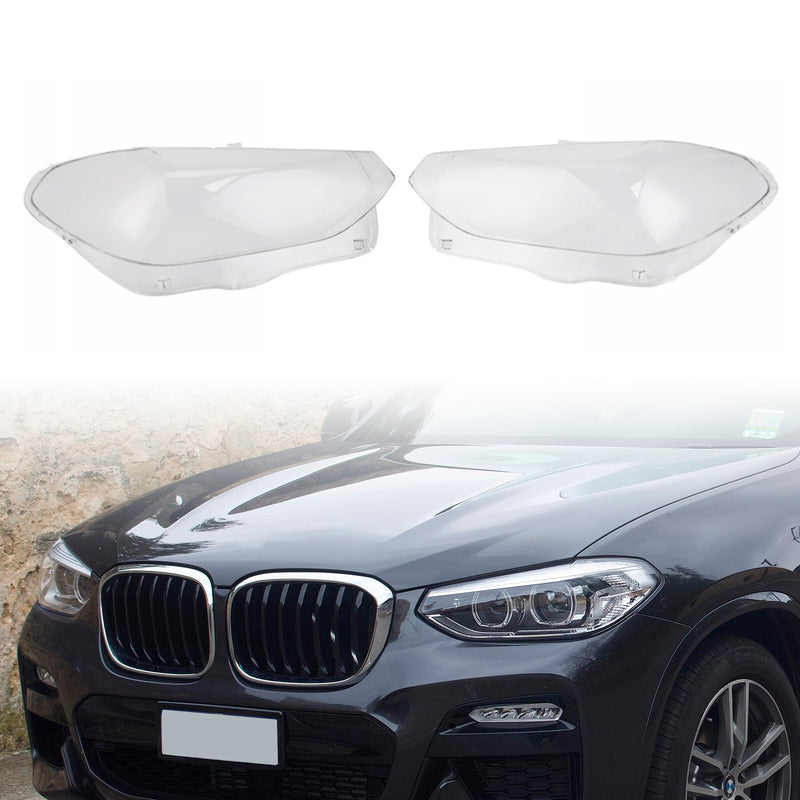 2PCS Front Headlight Glass Clear Cover For BMW X3 X4 G01 G02 G08 2018-2021