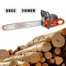 24" 68CC Gasoline Chainsaw Cutting Wood Gas Sawing Crankcase Chain Saw