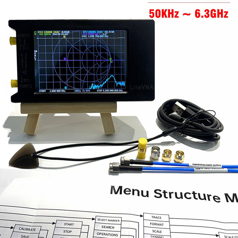 4" 50Khz-6.3Ghz Vector Network Analyzer Antenna Analyzer For MF HF VHF