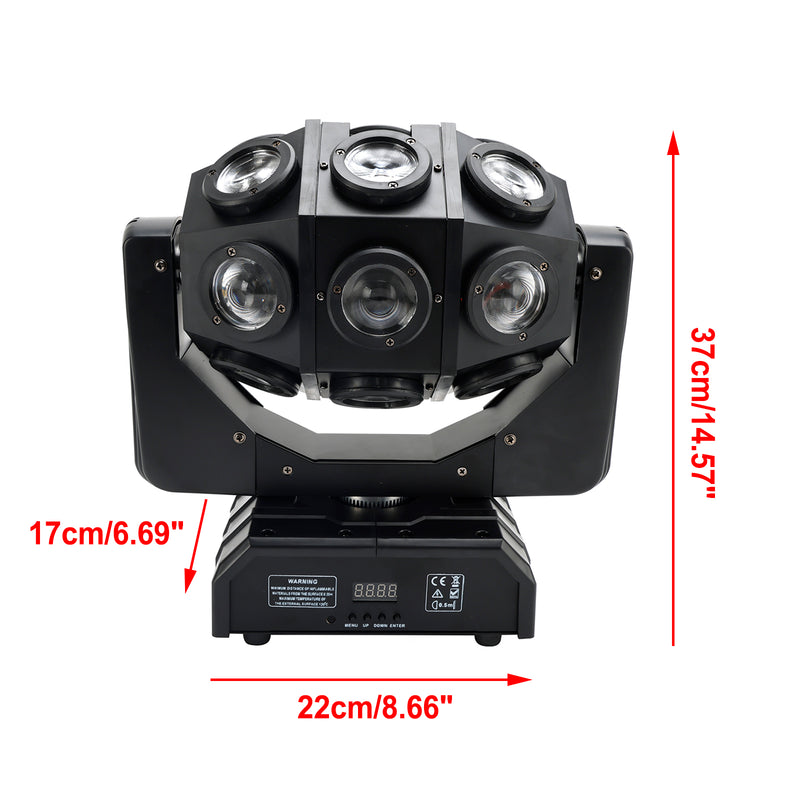 180W Moving Head 18 LED Rotating Beam DMX Stage Light RGBW DJ Disco Party Effect