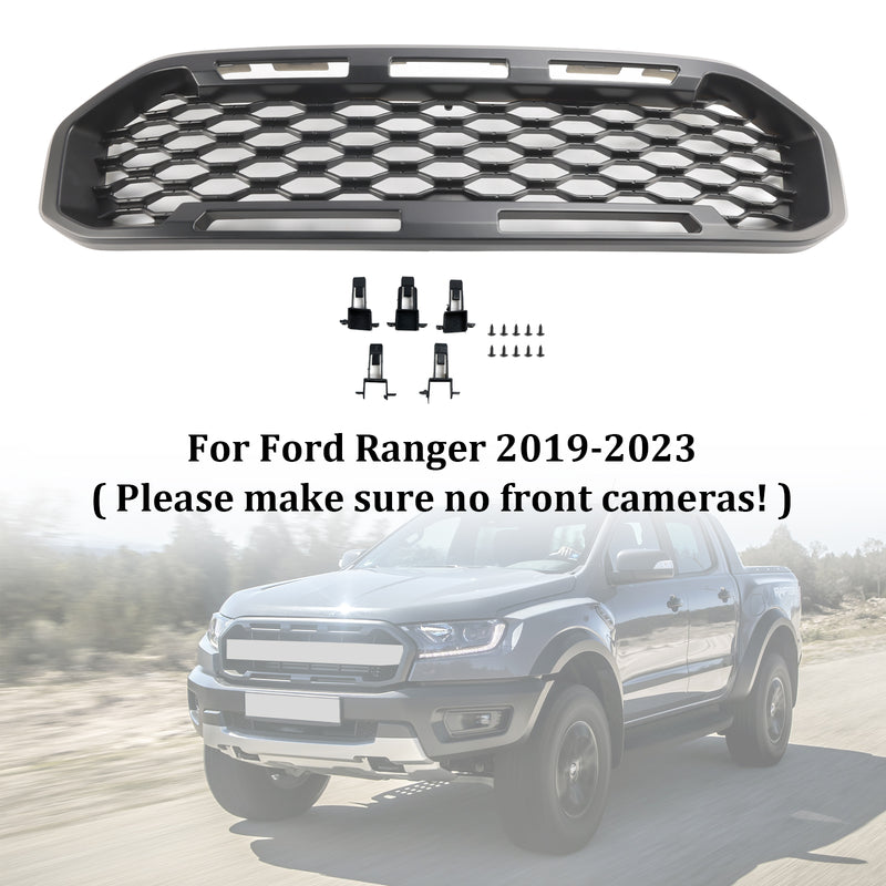 Front Bumper Grill Grille Fit Ford Ranger T8 2019-2023 Black